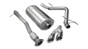 Chevrolet Silverado Performance Exhaust - CORSA Performance - Sport Cat-Back, Single Side Exit, Twin 4.0in. Polished Pro-Series Tips, Reflective Sound Cancellation - Polished - `07-`08